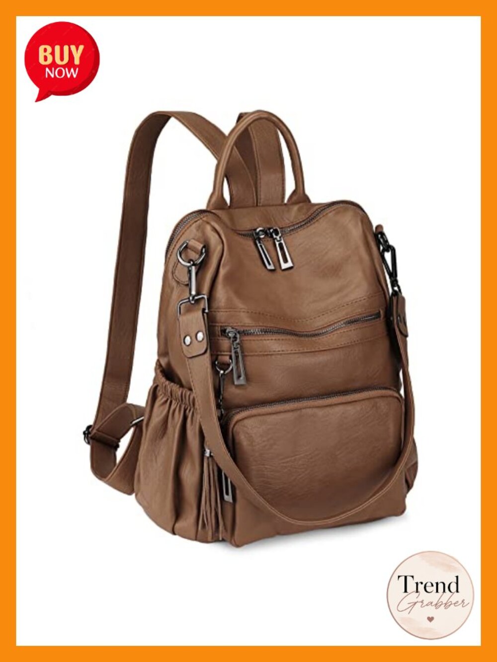 Women's Vegan Leather Tassel Travel Backpack Purse Convertible Shoulder Bag